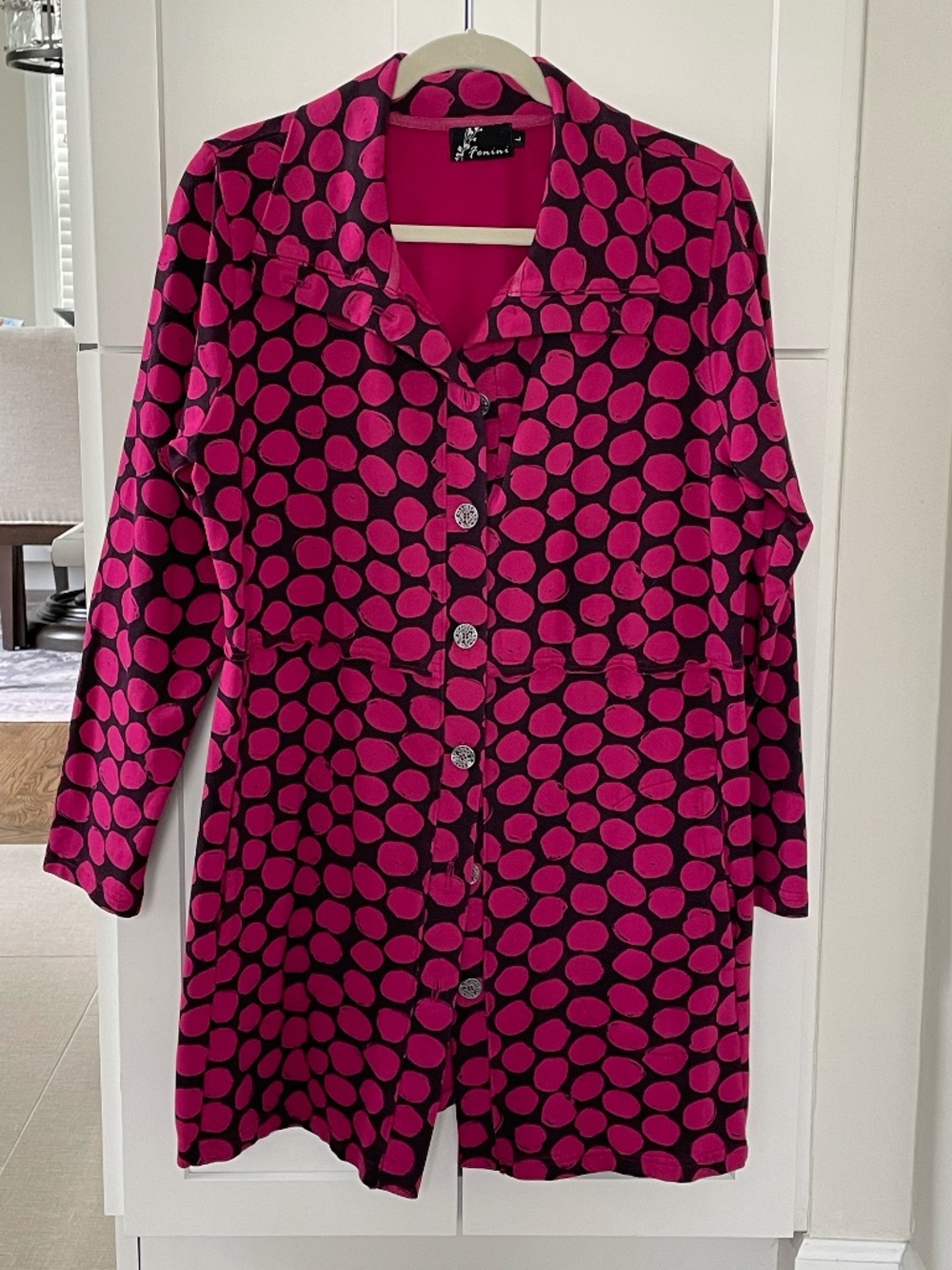 Fuchsia Polka Dotted Jacket by Fenini, Size L